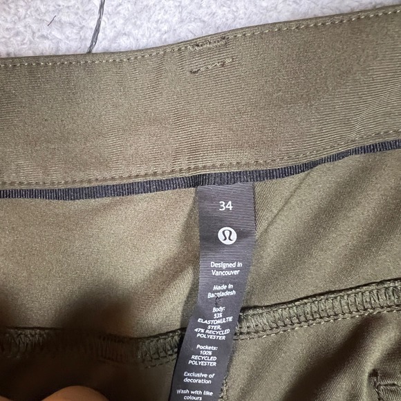 Lululemon ABC Pants Mens 34 Olive Green Slim Fit Jogger Casual Athleisure Office - Picture 6 of 9
